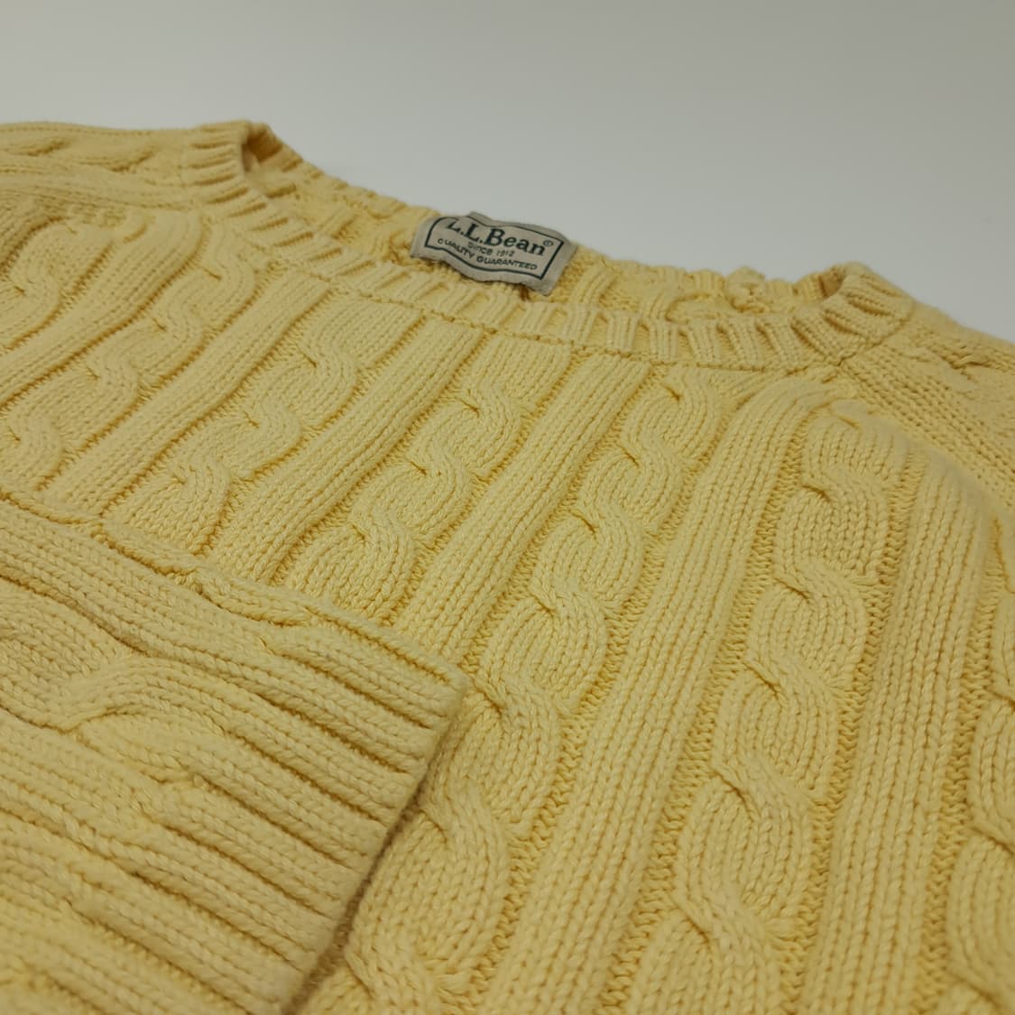 CL377 XL 엘엘빈 90s 코튼 케이블 레몬옐로우 니트 스웨터 상품이미지4