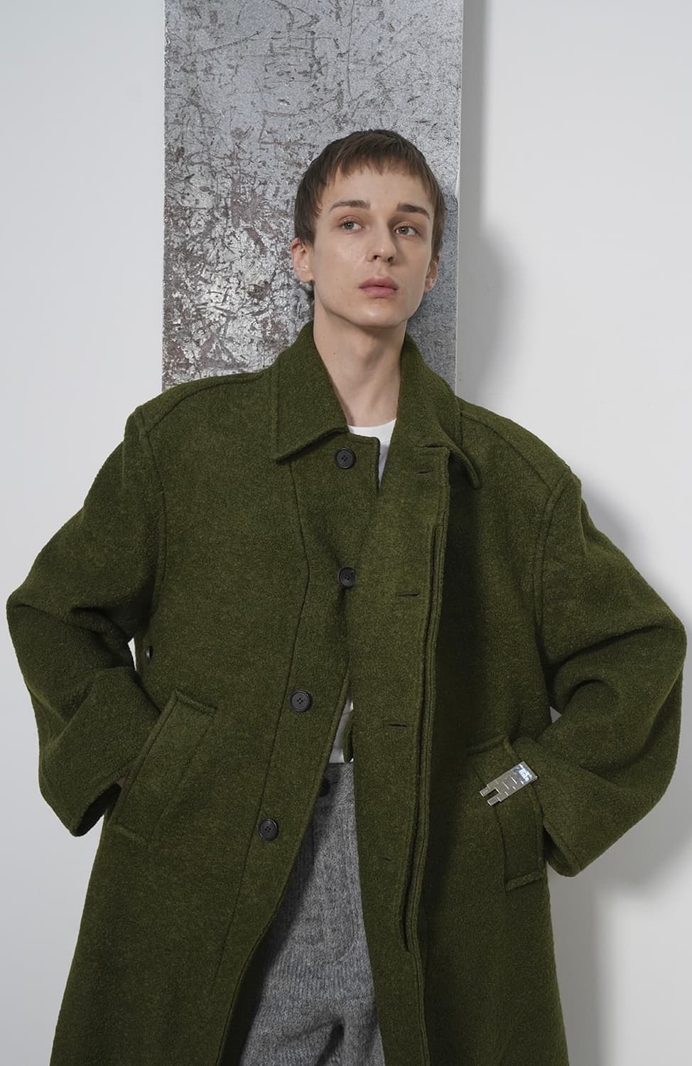 Yiyae Cross Wrap Mac Coat 카키 상품이미지1