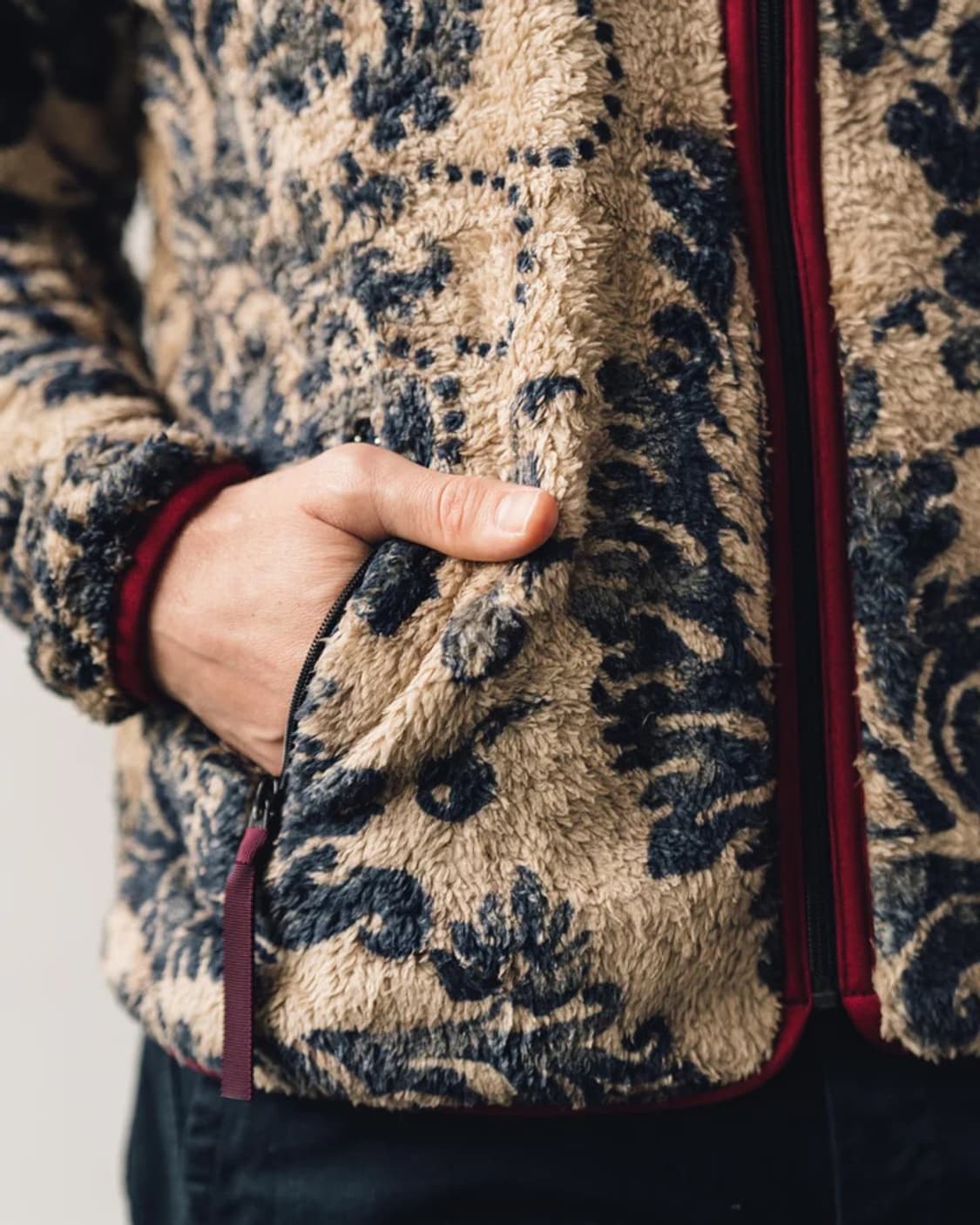 캐피탈 다마스크 패턴 플리스 집 블루존 베이지 상품이미지9