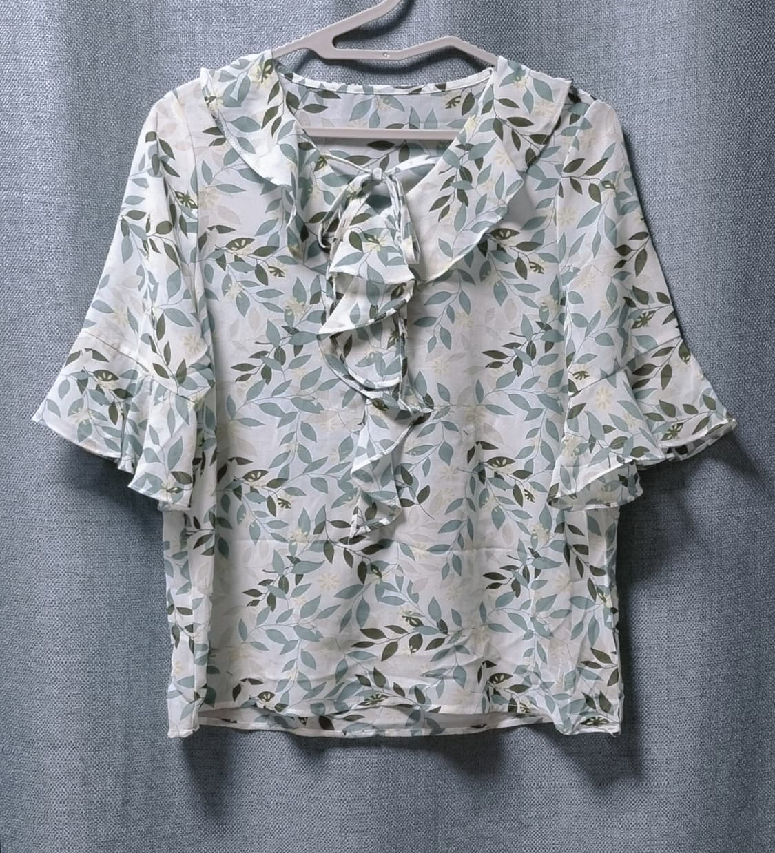 리본넥 플라워 블라우스(핑크/그린) 상품이미지6