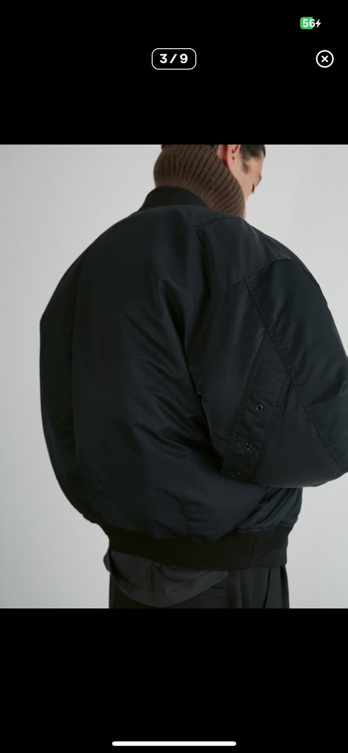 [M] 렉토 오버사이즈 나일론 다운 항공 점퍼 ma-1 마원 패딩 블랙 상품이미지3