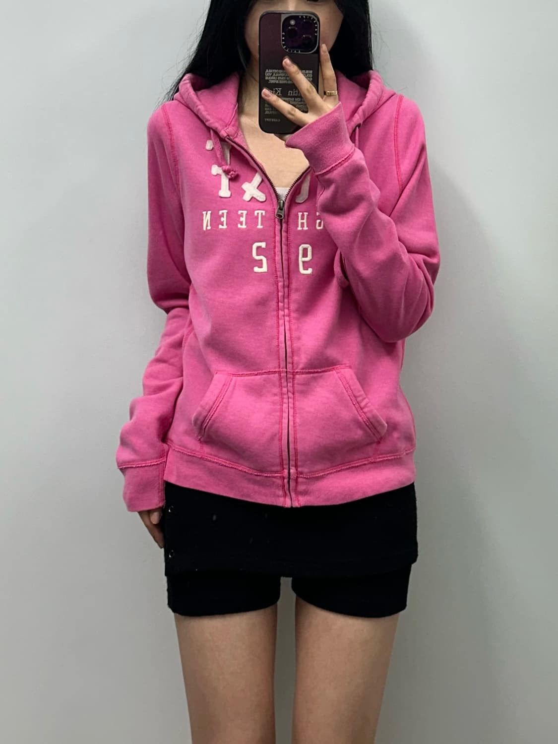 아베크롬비 y2k 와투케 핑크 후드집업 상품이미지1