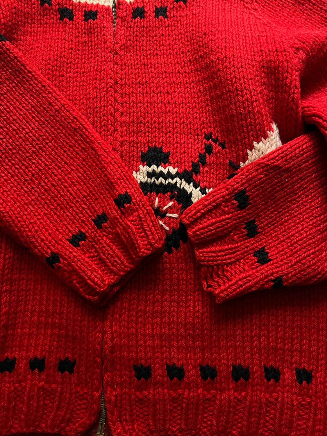 [M]70's USA 빈티지 올드카 레드 집업 코위찬 상품이미지4