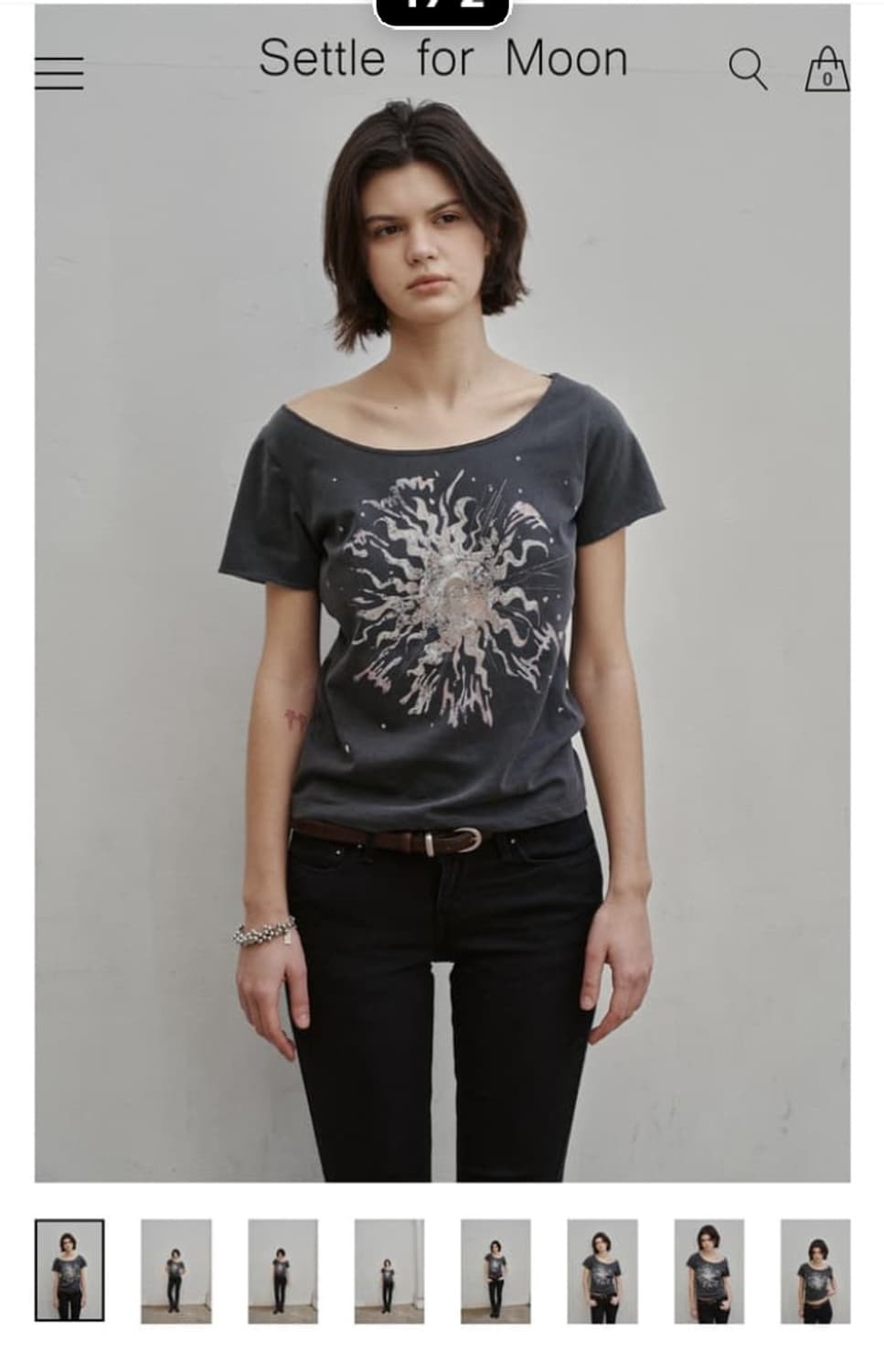 Settle for moon 세틀포문 로고 티셔츠 차콜 상품이미지1