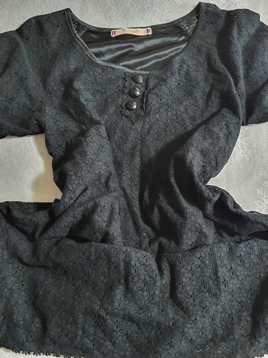 [일본빈티지] 모리걸 와구리 블랙 레이스 반팔 원피스 상품이미지7