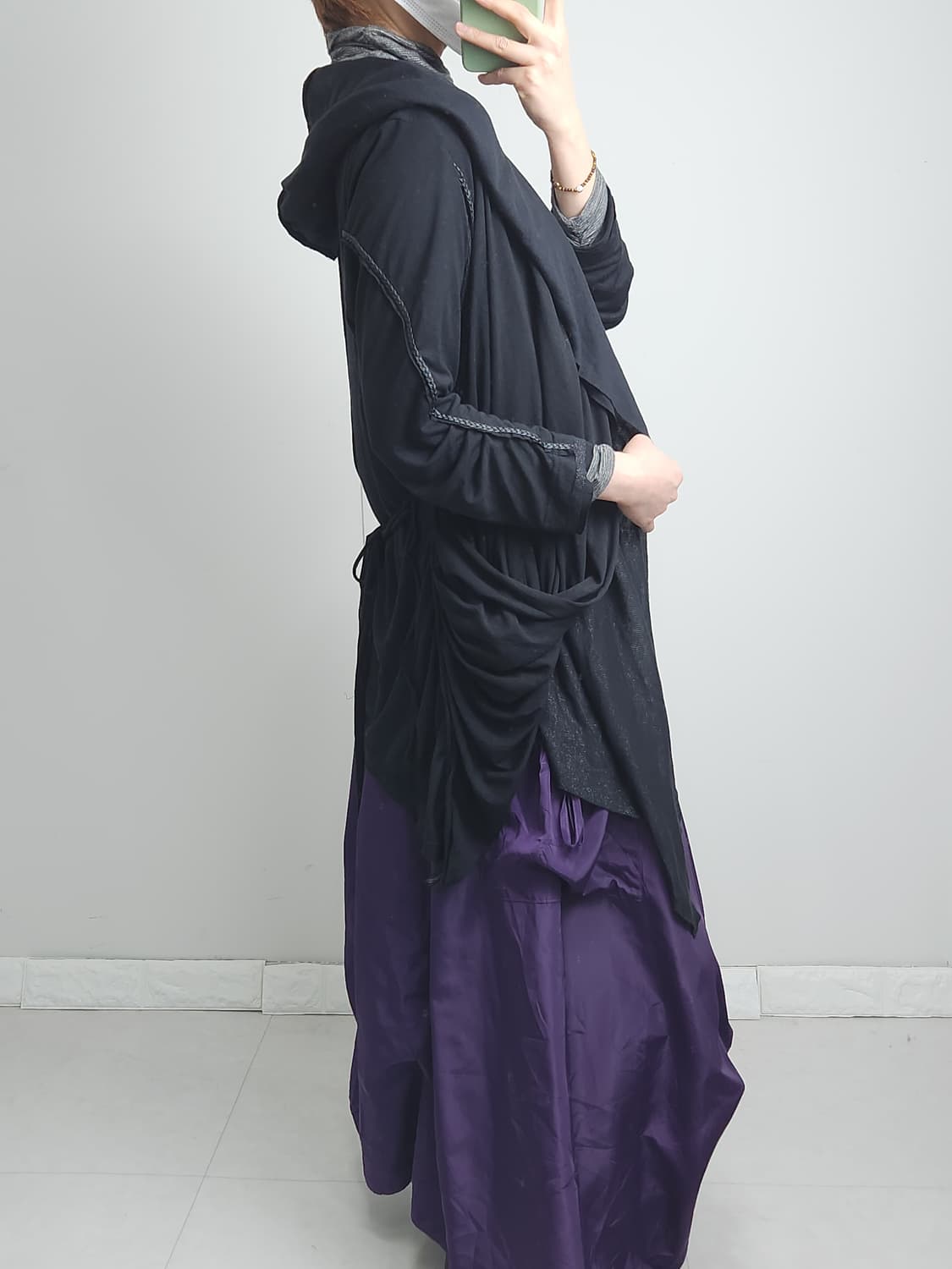 러플 후드 롱 가디건 상품이미지4