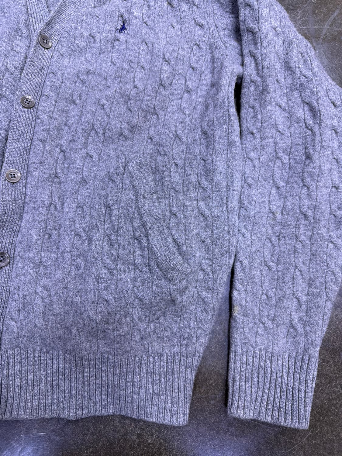 빈폴 케이블 꽈배기 울 니트 가디건 그레이 100 상품이미지5