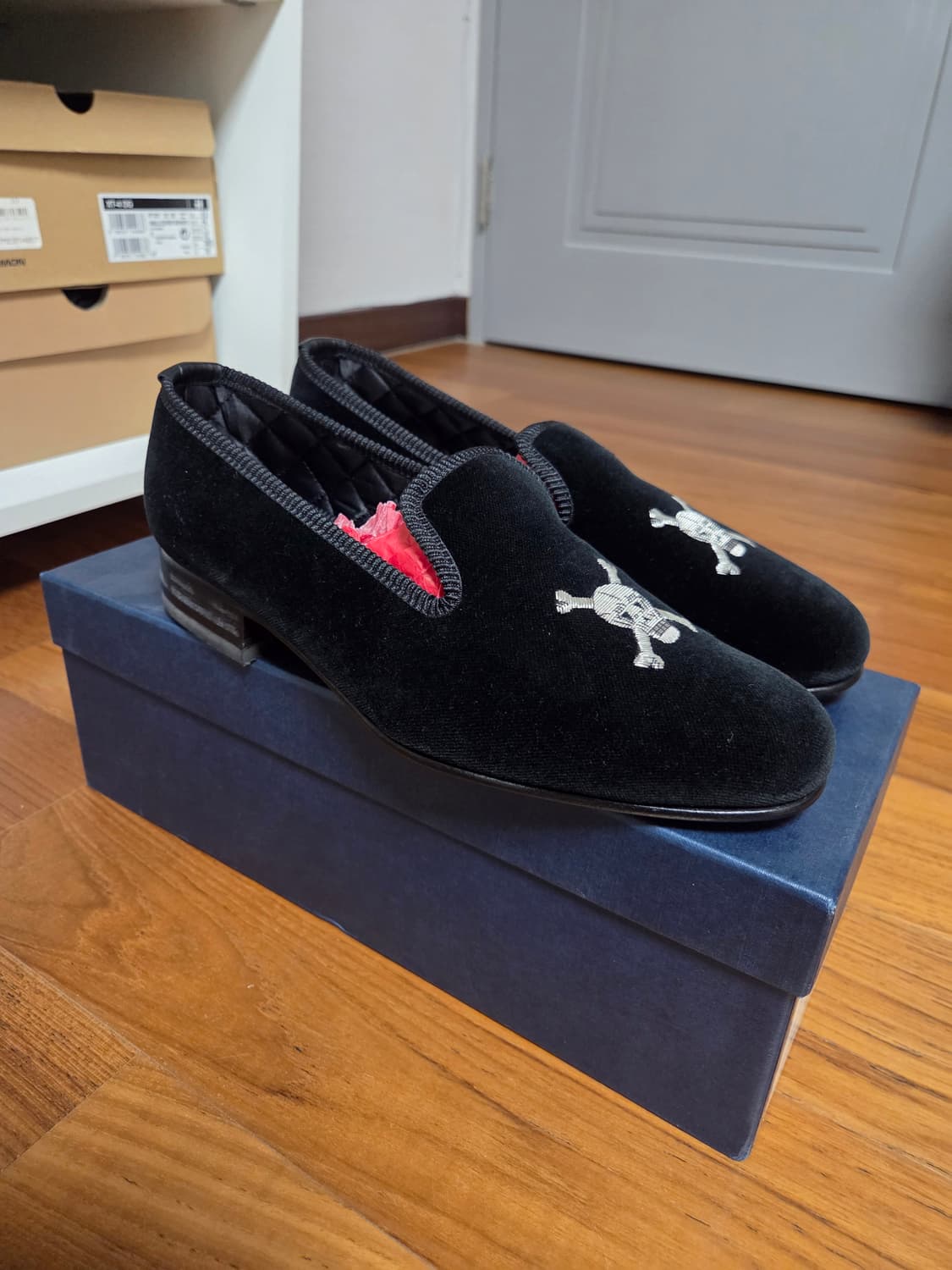 헤링슈즈 스컬 블랙 벨벳 로퍼 7F [새상품] 상품이미지3