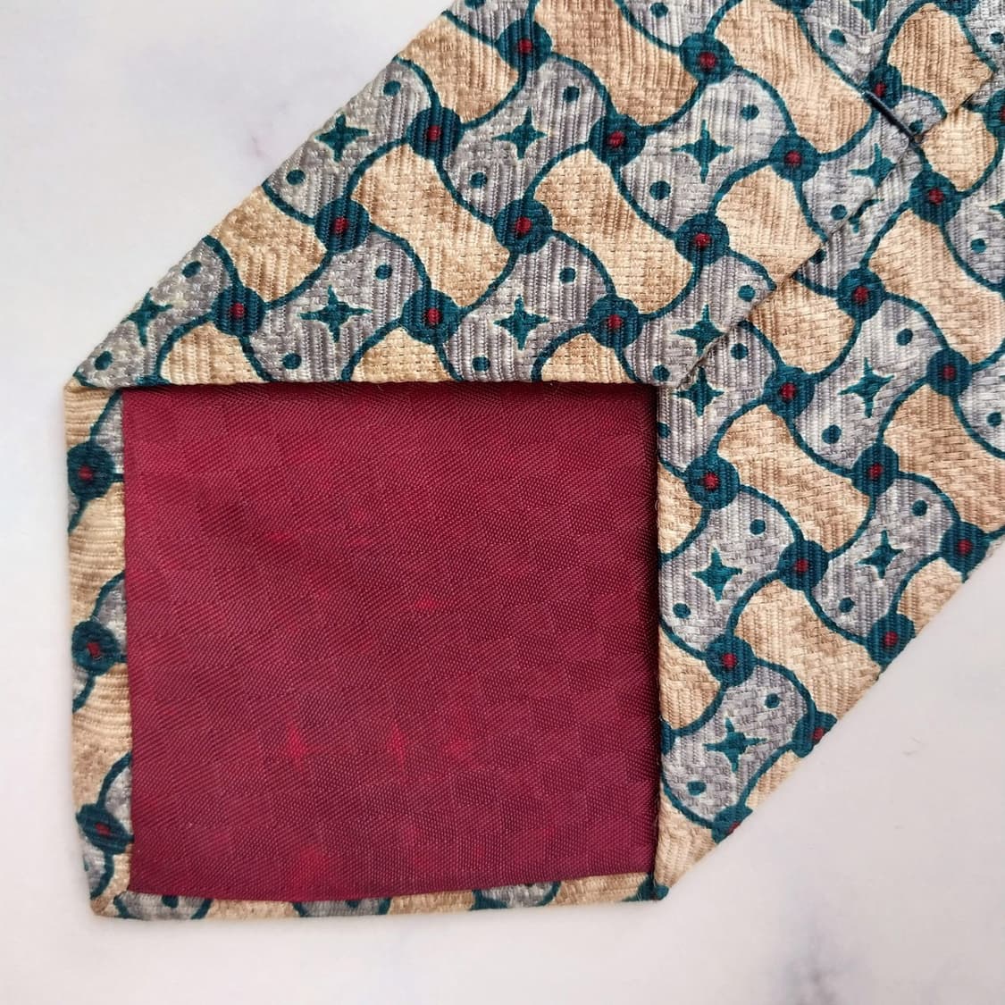 샤를 주르당 실크 그린 패턴 넥타이 9.4cm A+등급 K2359 상품이미지7