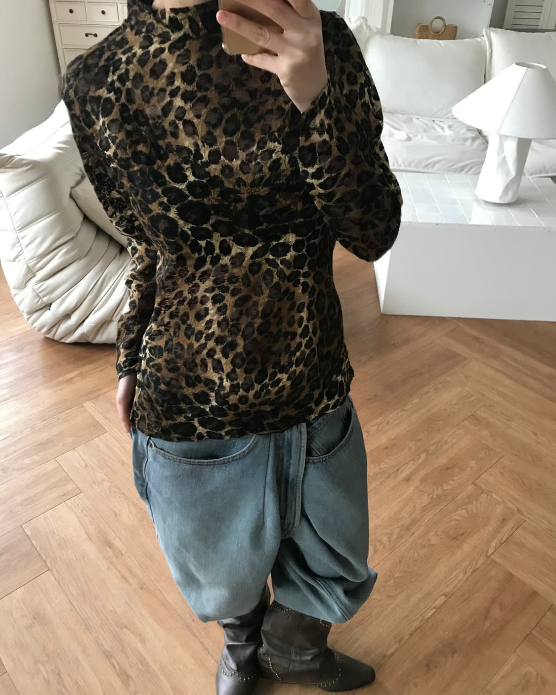 vintage leopard pattern top 상품이미지1