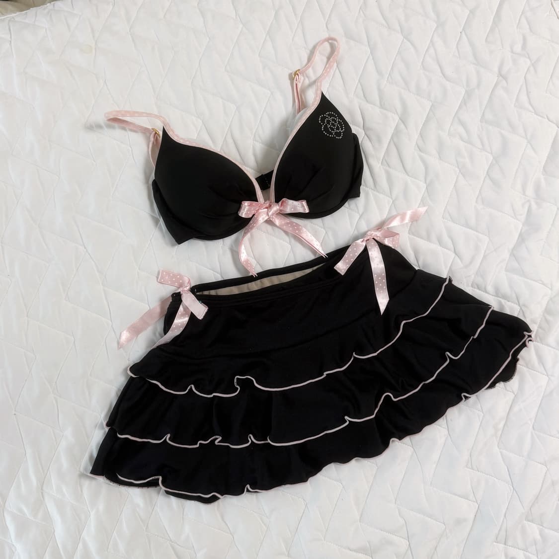 딸기우유 블랙 도트 비키니 빈티지 라떼갸루 오네 갸루 상품이미지1