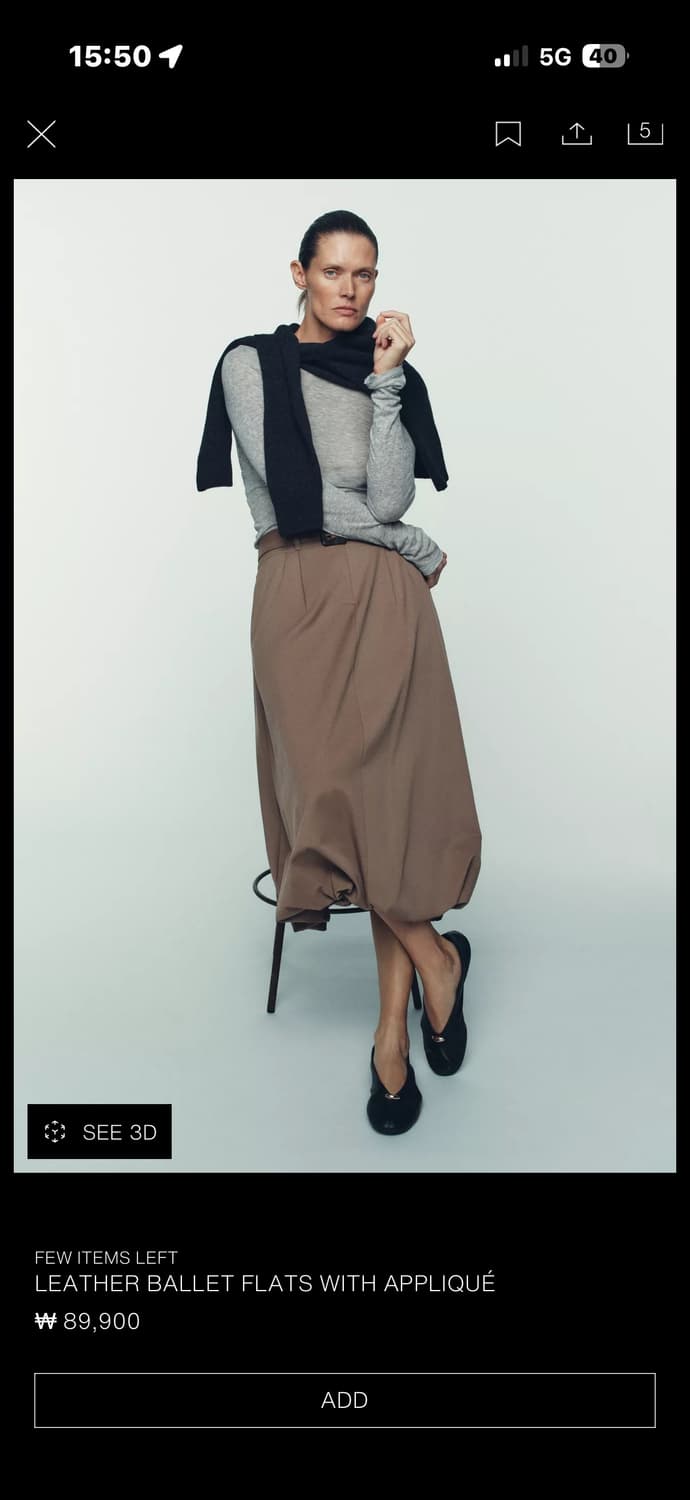 자라 발렛 플랫슈즈 245 1회착용 상품이미지2