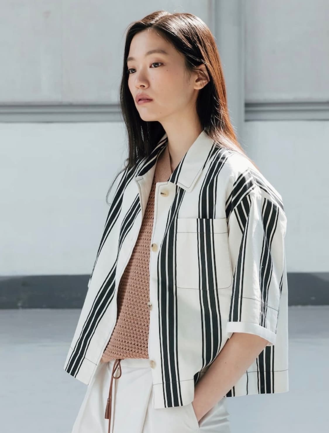 르베이지(LEBEIGE)-Stripe Shirts Zip-Up Jacke 상품이미지2