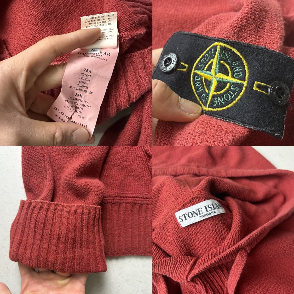 스톤아일랜드 레드 니트 후드티 상품이미지4