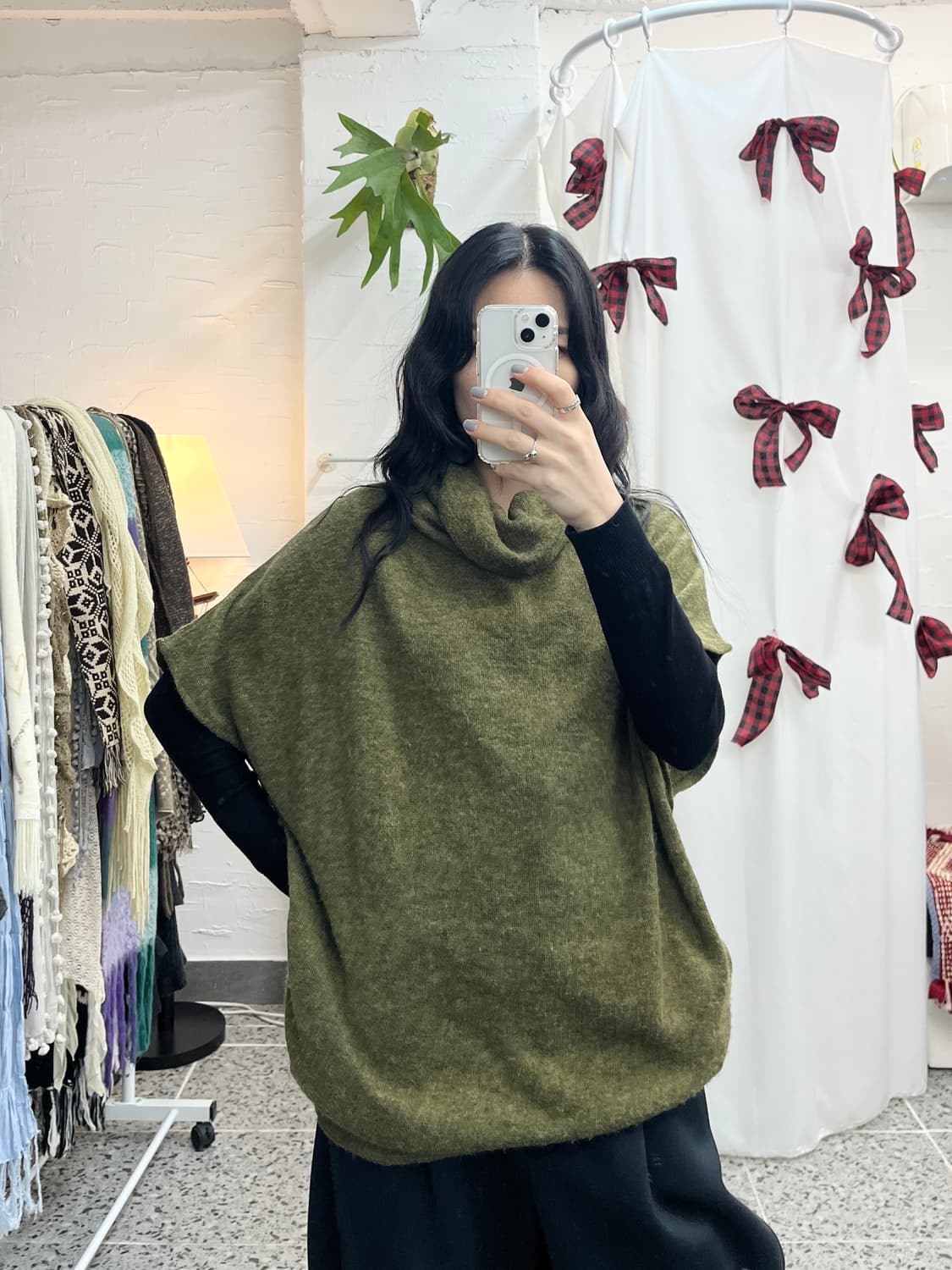 khaki polar knit vest 상품이미지2