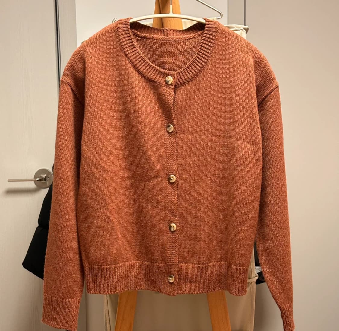 빈티지 인디핑크 라운드넥 니트 가디건 상품이미지1