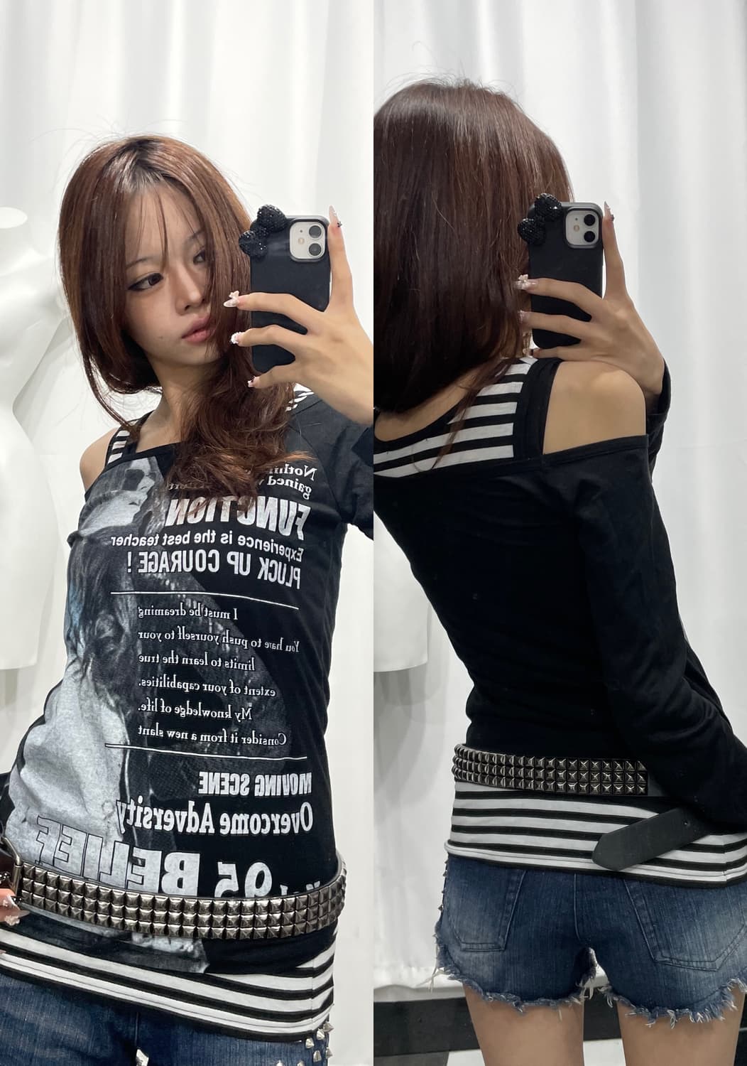 🎸블랙 프린팅 롱슬리브 - 스트라이프 슬리브리스🎸 상품이미지1