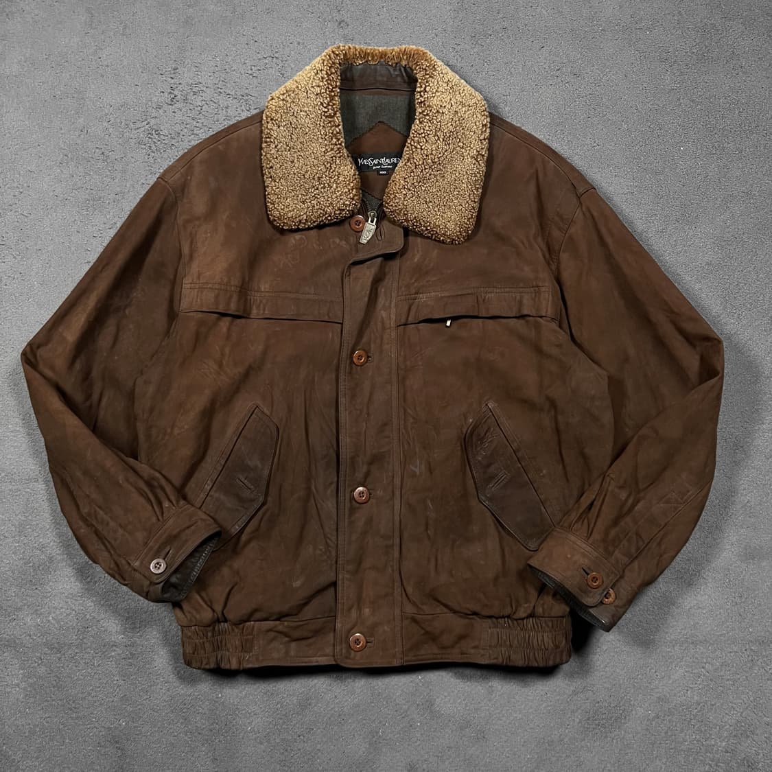 90's 입생로랑 양가죽 봄버 블루종 자켓 상품이미지2