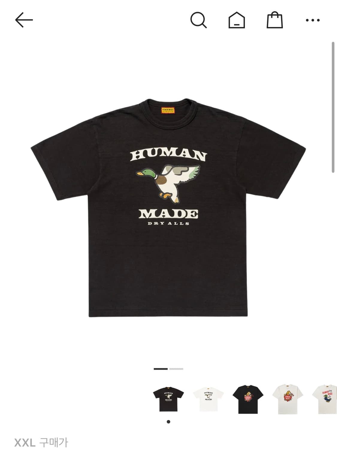 휴먼메이드 오리 그래픽 티셔츠 블랙 상품이미지1