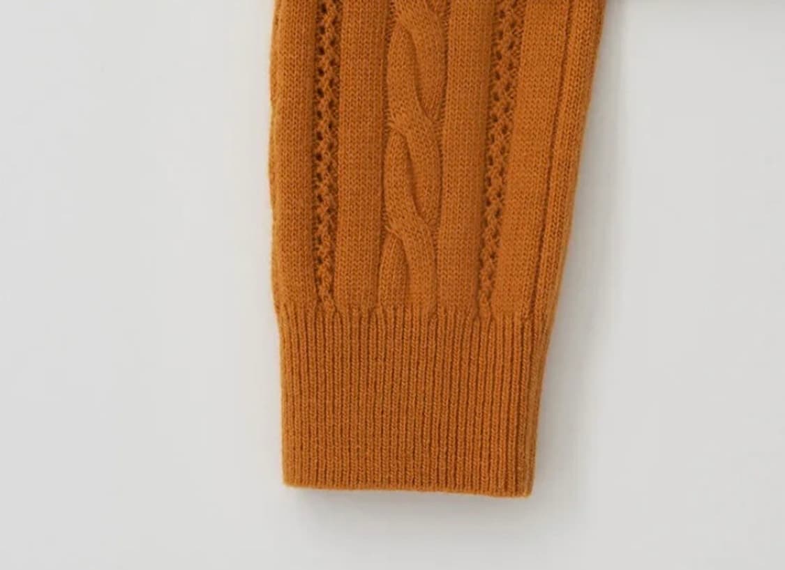 로라로라 V NECK CABLE LABEL KNIT ORANGE 상품이미지7