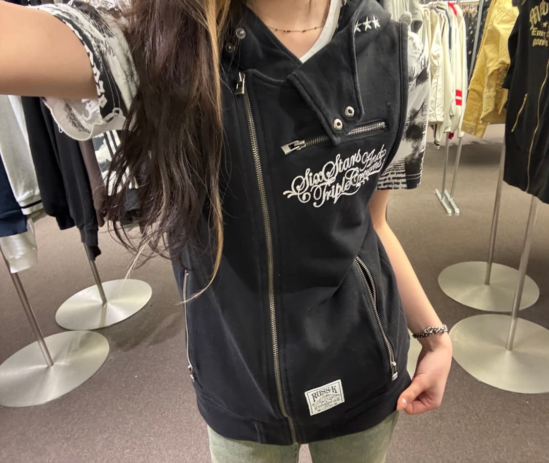 L)Russ.k 빈티지 여성 나시 후드집업 상품이미지2