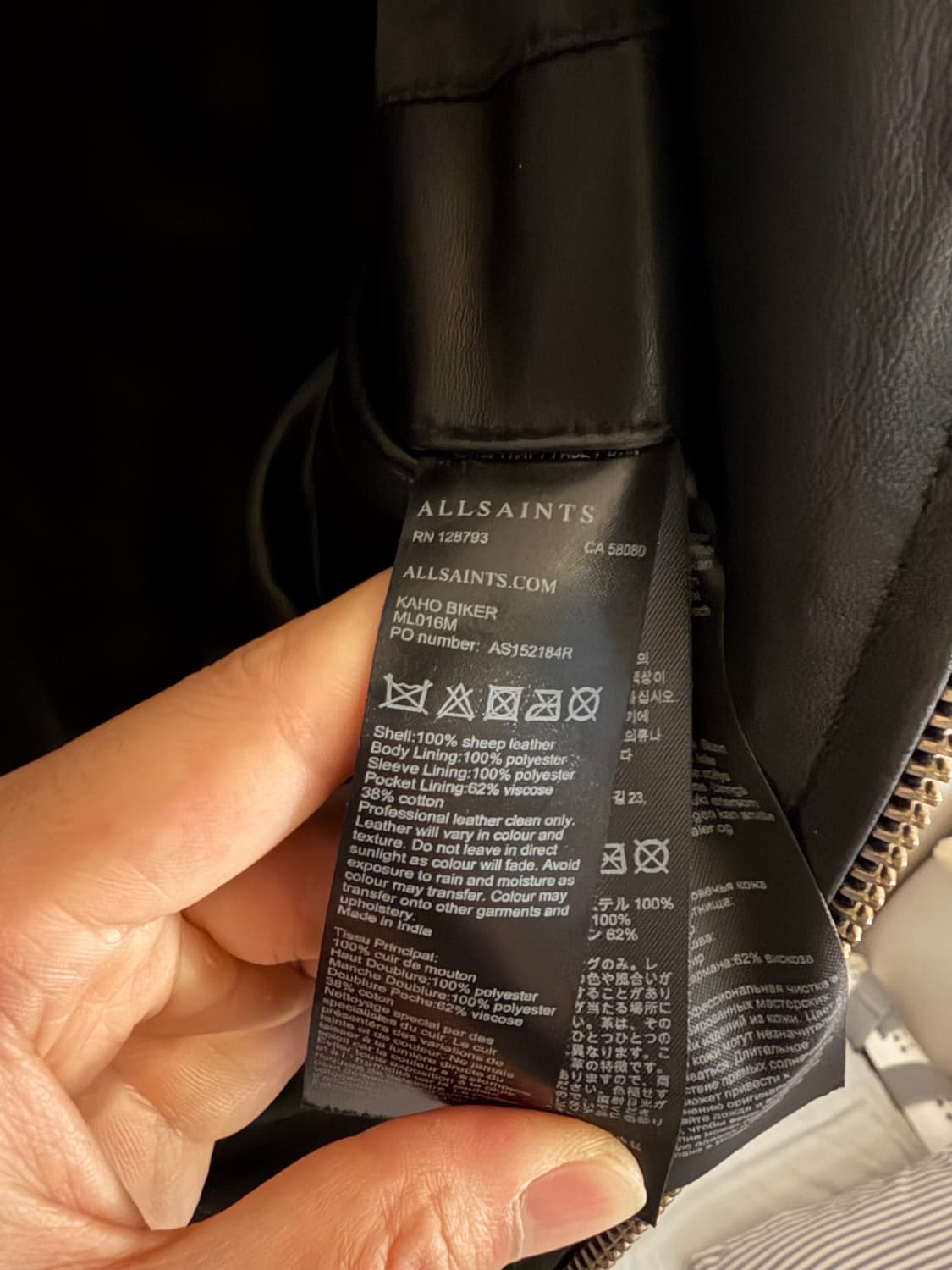 올세인츠 카호 라이더 양가죽 자켓 상품이미지4