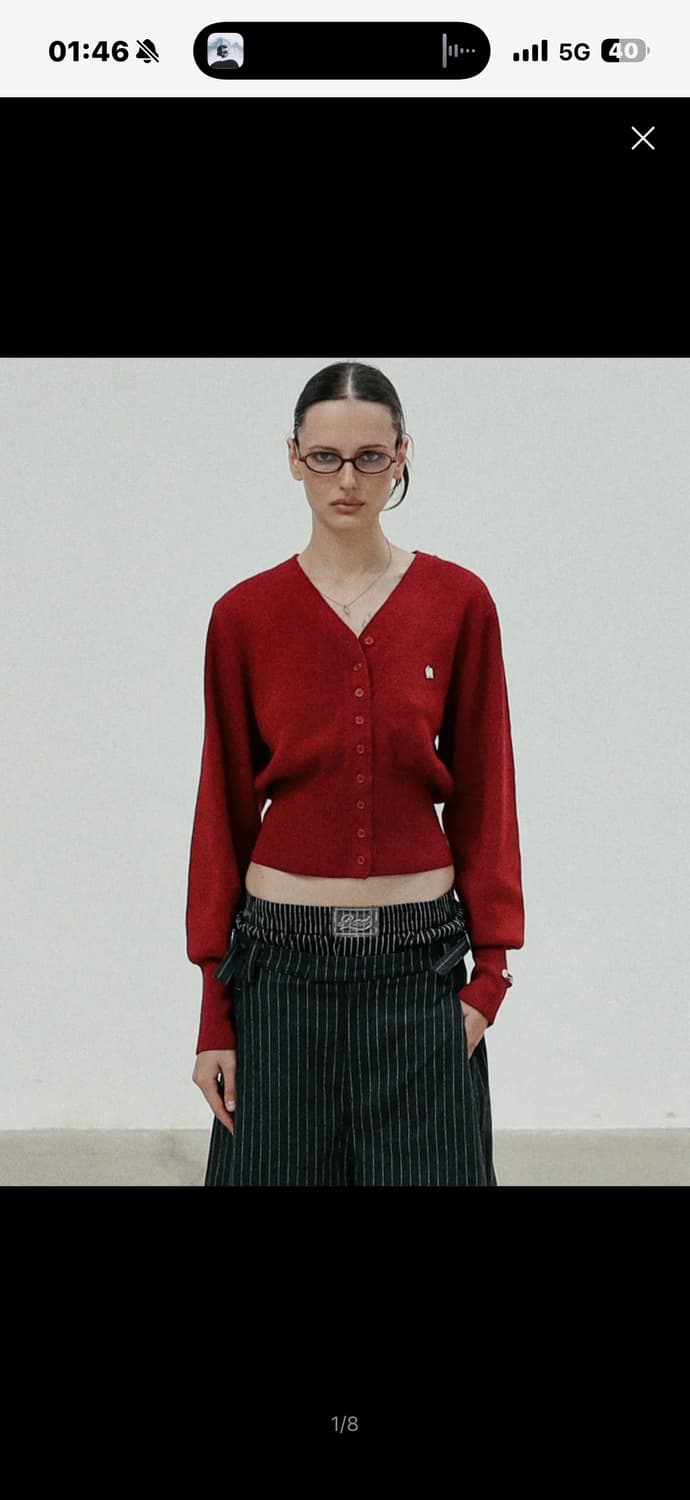 The Pure 브이넥 가디건 - 레드 상품이미지1