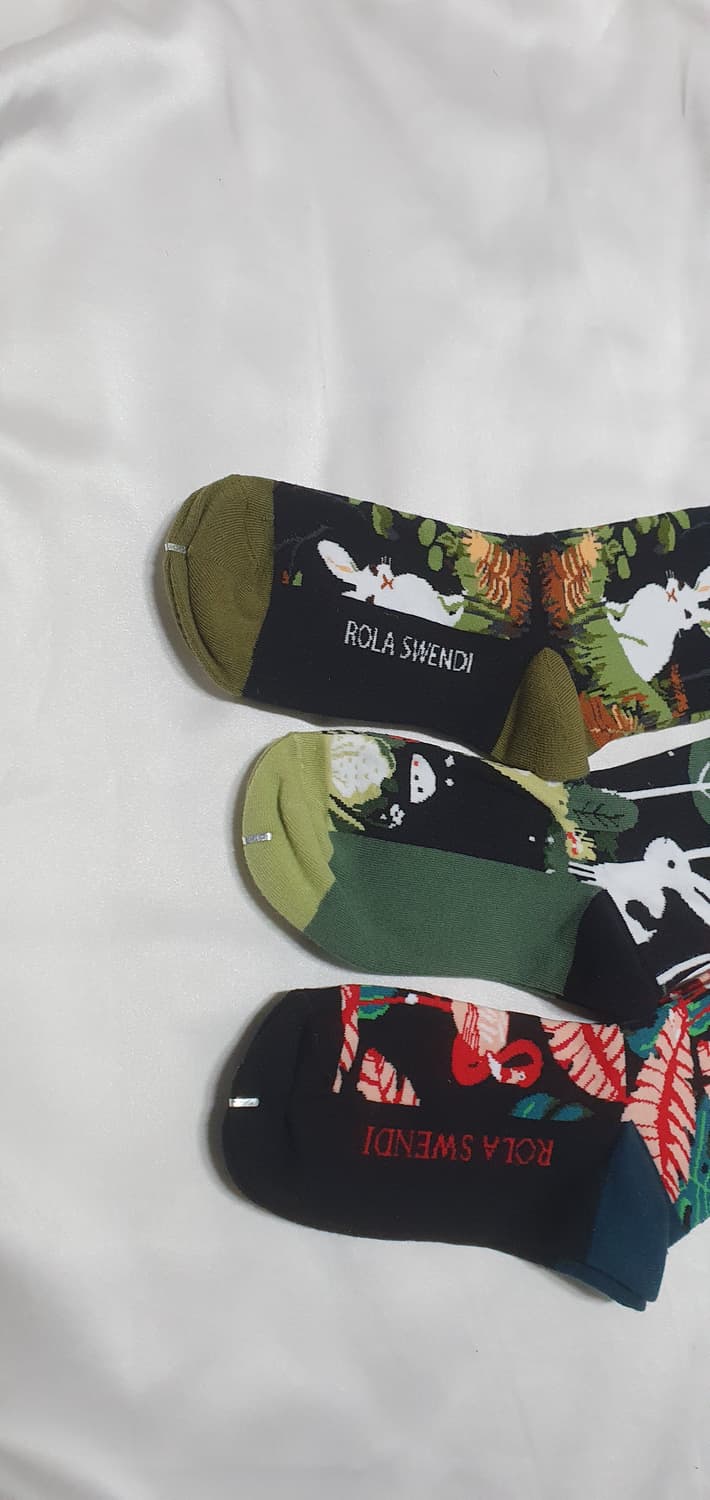 그린 올리브 동물패턴 토끼 타조 양말 상품이미지2