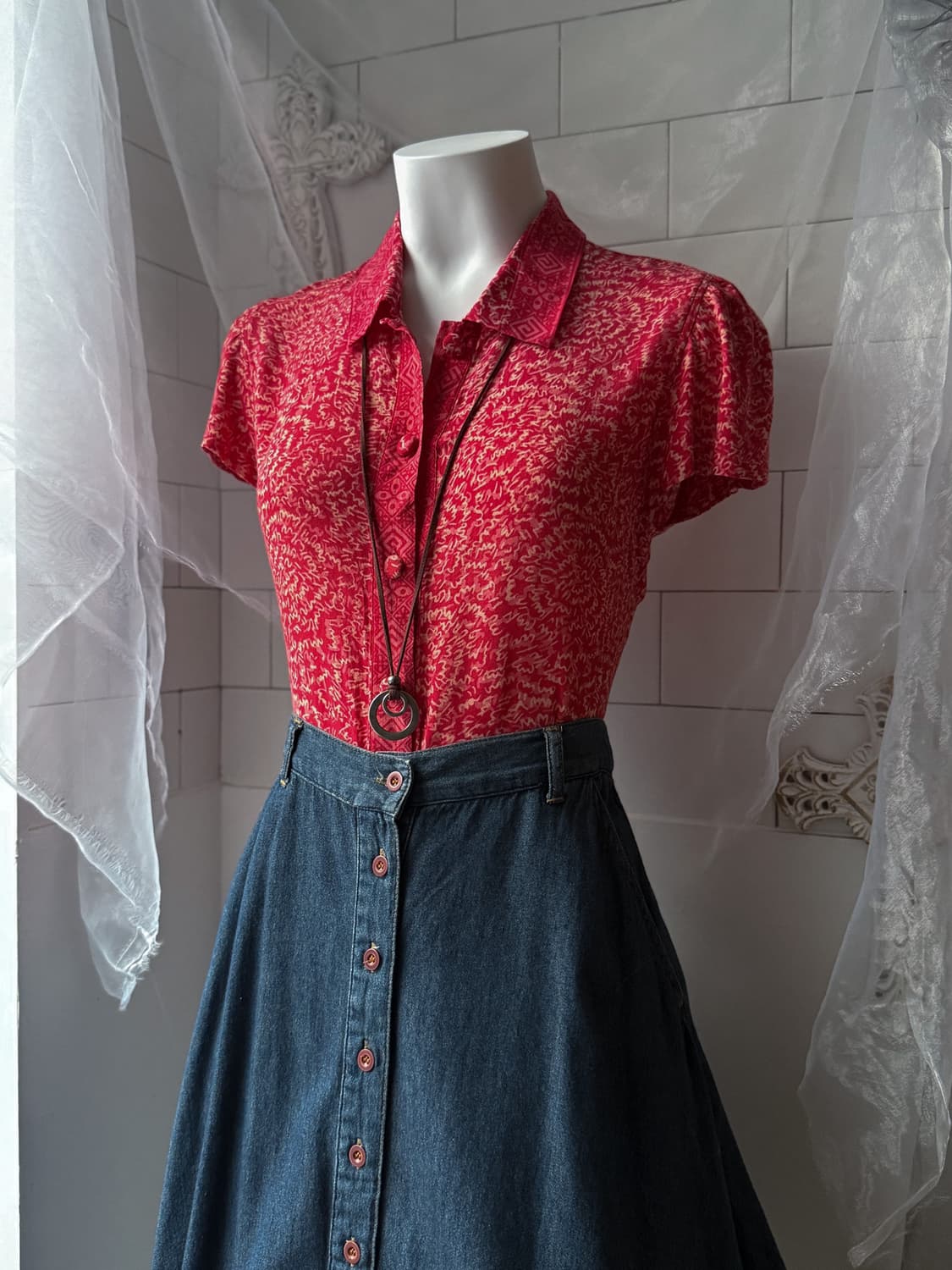 Oriental Pattern Button Shirt 0387 상품이미지1