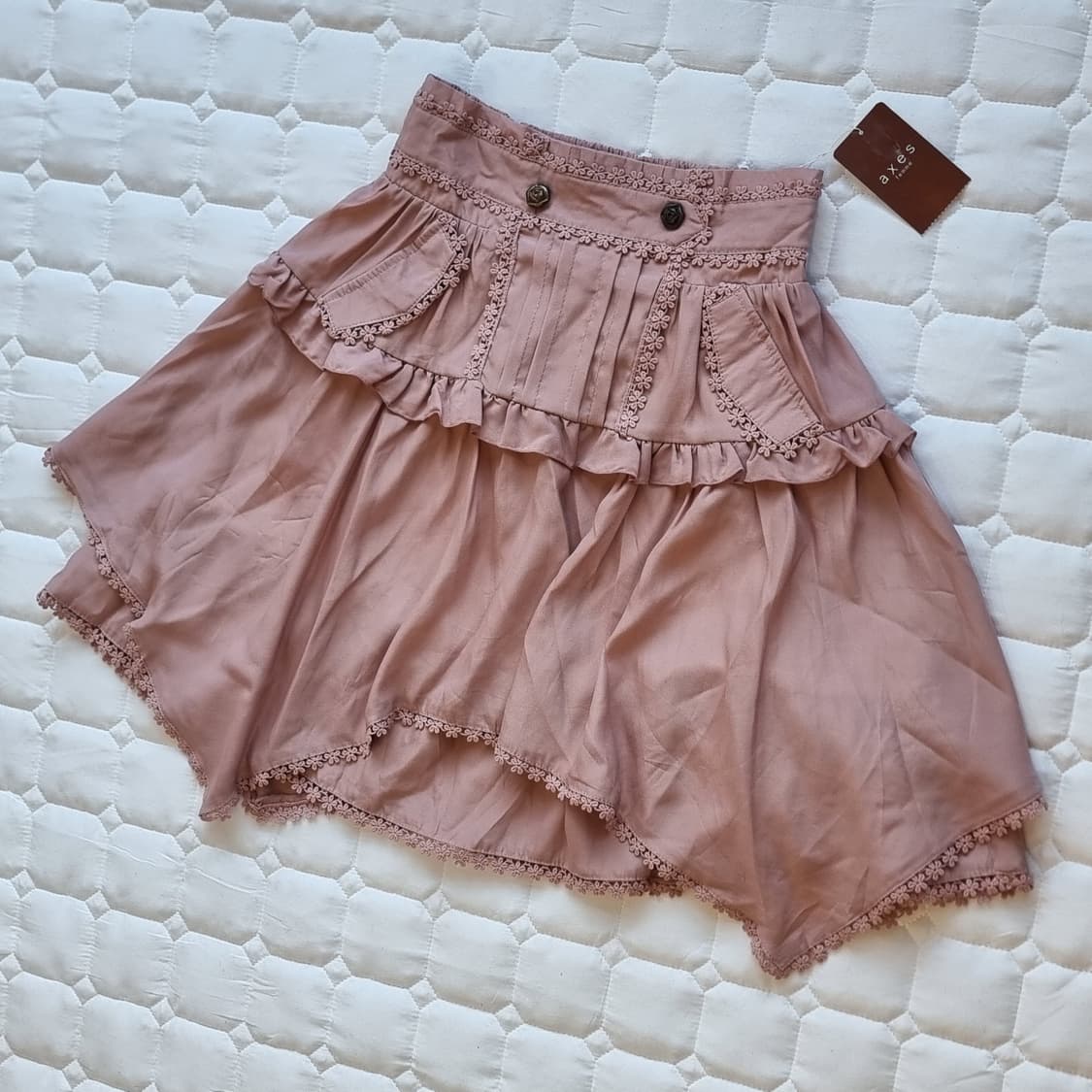 액시즈팜 레이스 프릴 핑크 스커트 상품이미지6