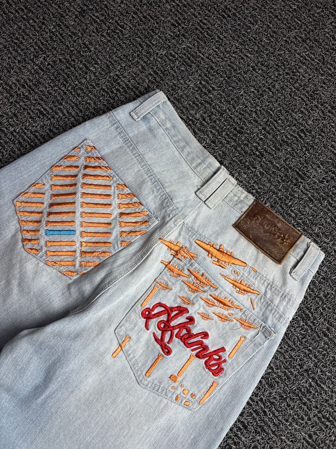 Akademics 빈티지 자수 빅로고 와이드 데님 펜츠 2693 상품이미지6