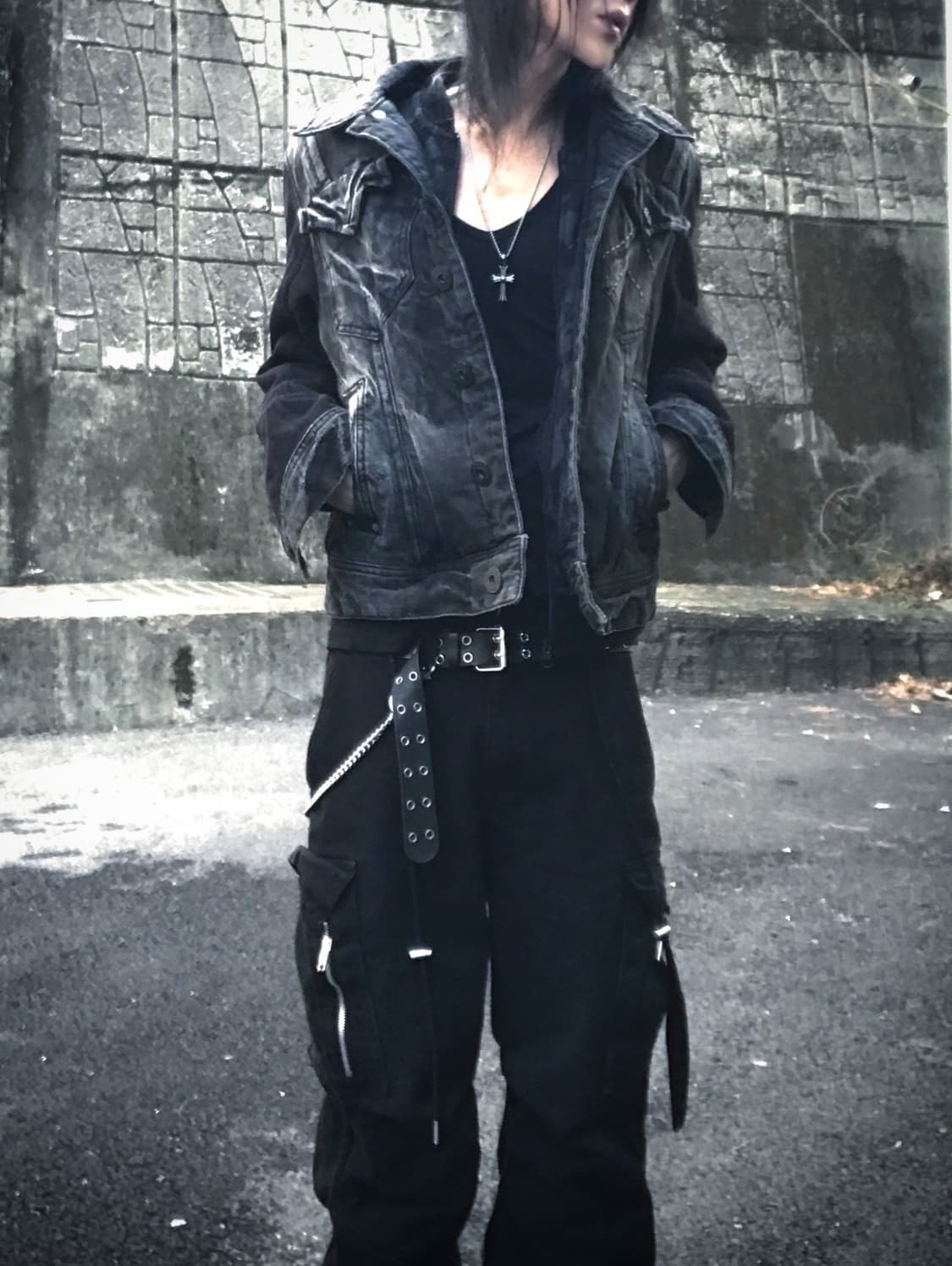 crack denim fur jacket 상품이미지2