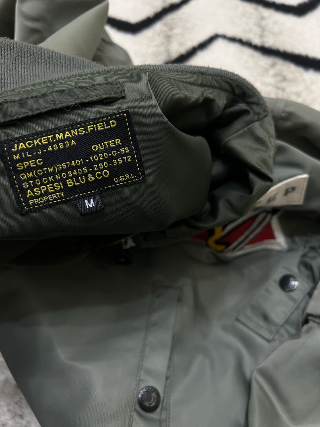 [M]Aspesi 패치 항공 자켓/세이지그린 상품이미지5