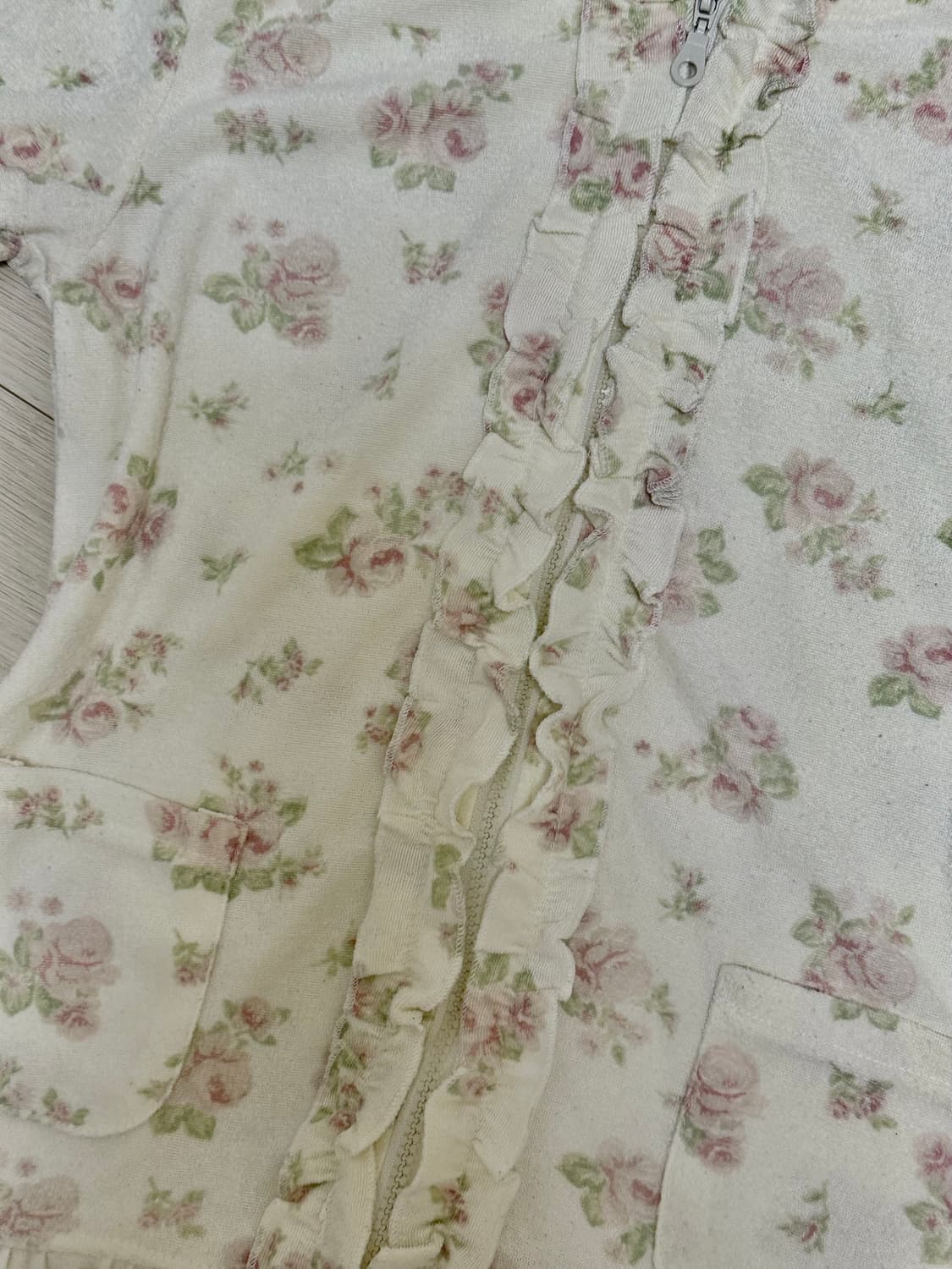 (Vintage) 플라워 레이스 반팔 후드집업 상품이미지2