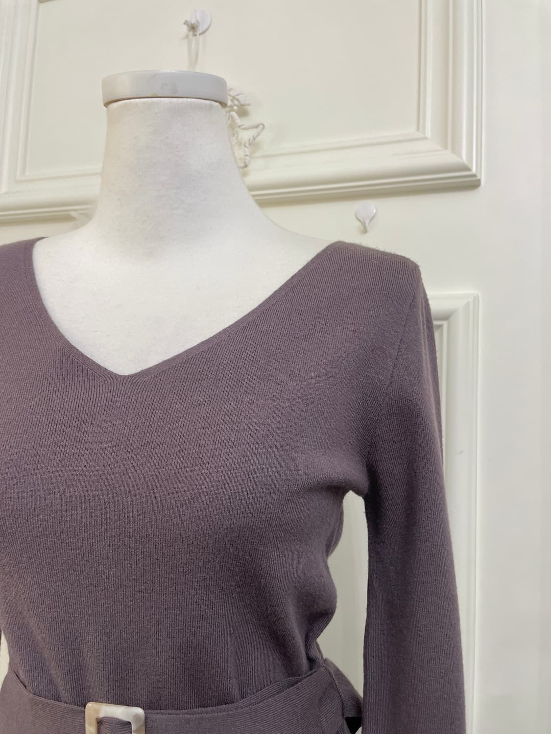 deep purple brown belt point v-neck knit 상품이미지7
