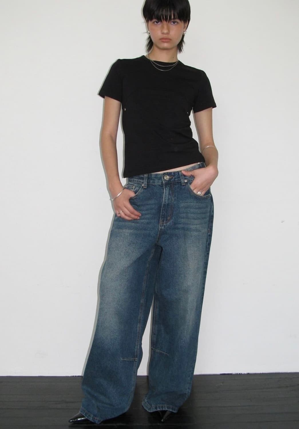 밀로 우먼 빈티지 와이드 데님 팬츠 [워시드 블루] 상품이미지1