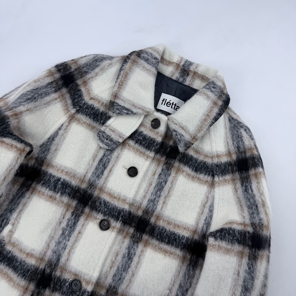 플레따 모헤어 체크 하프코트 상품이미지2