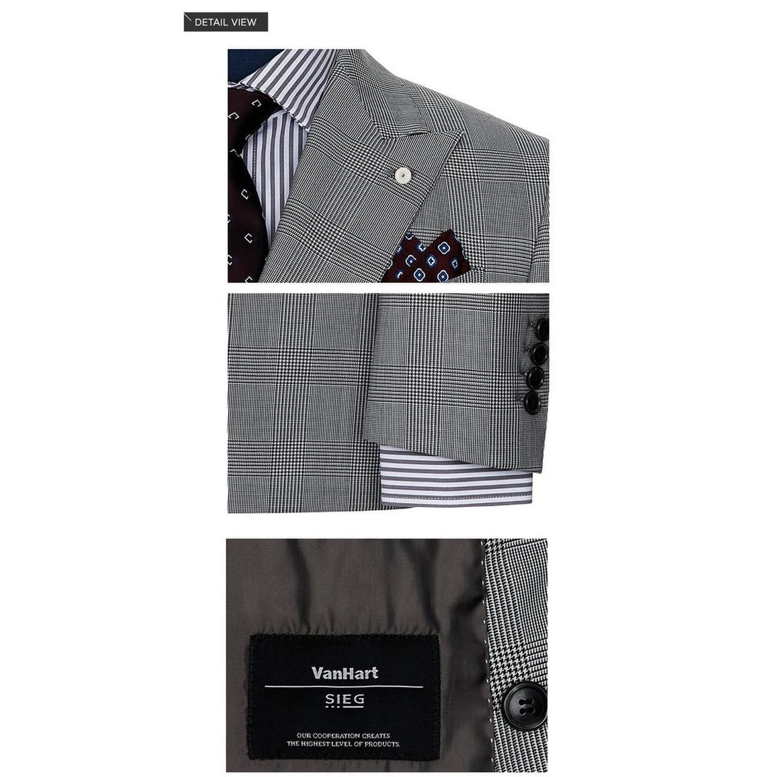 [105] 지이크x반하트 글렌체크 그레이 더블 자켓(PYJAI2504) 상품이미지8