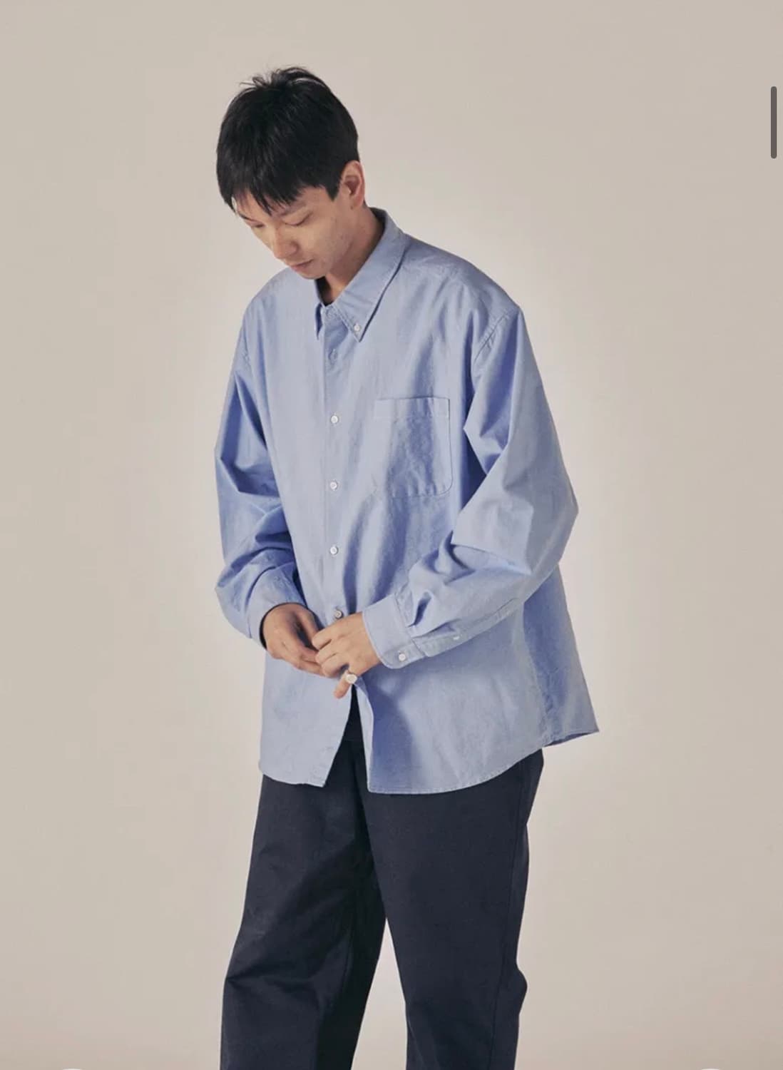 토마스모어 옥스포드 버튼다운 셔츠 블루 S 상품이미지6