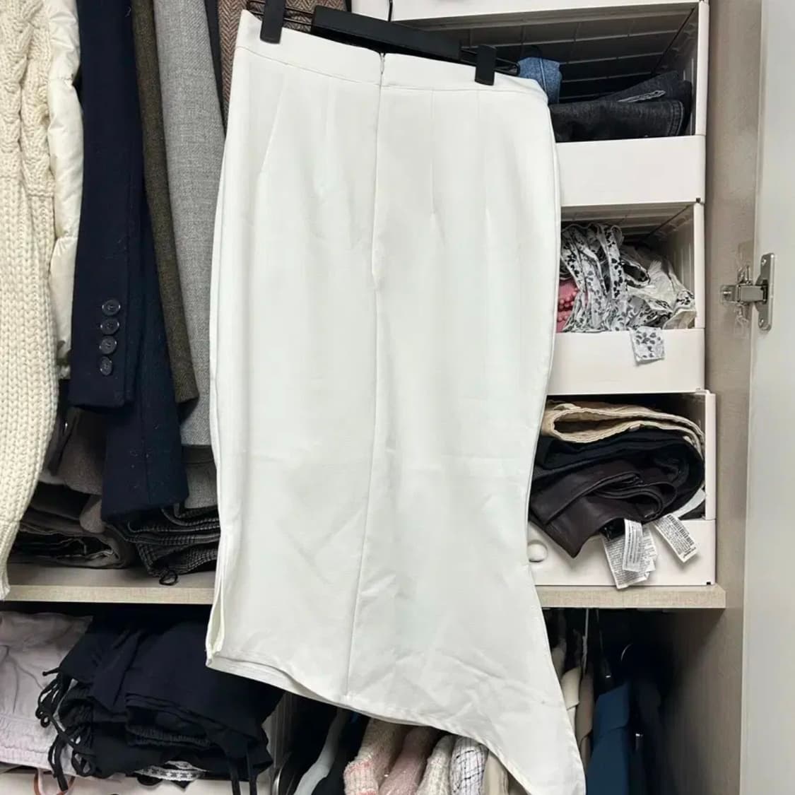 라벨르블랑 화이트 오블리크 스커트 머메이드미디스커트 상품이미지6