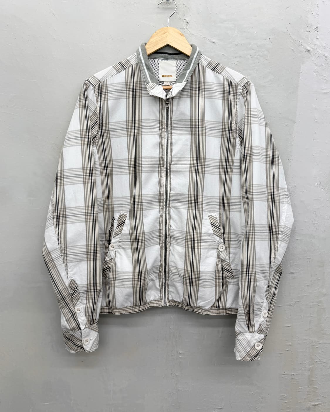 디젤 00s 백 그래픽 하이넥 체크 자켓 상품이미지3
