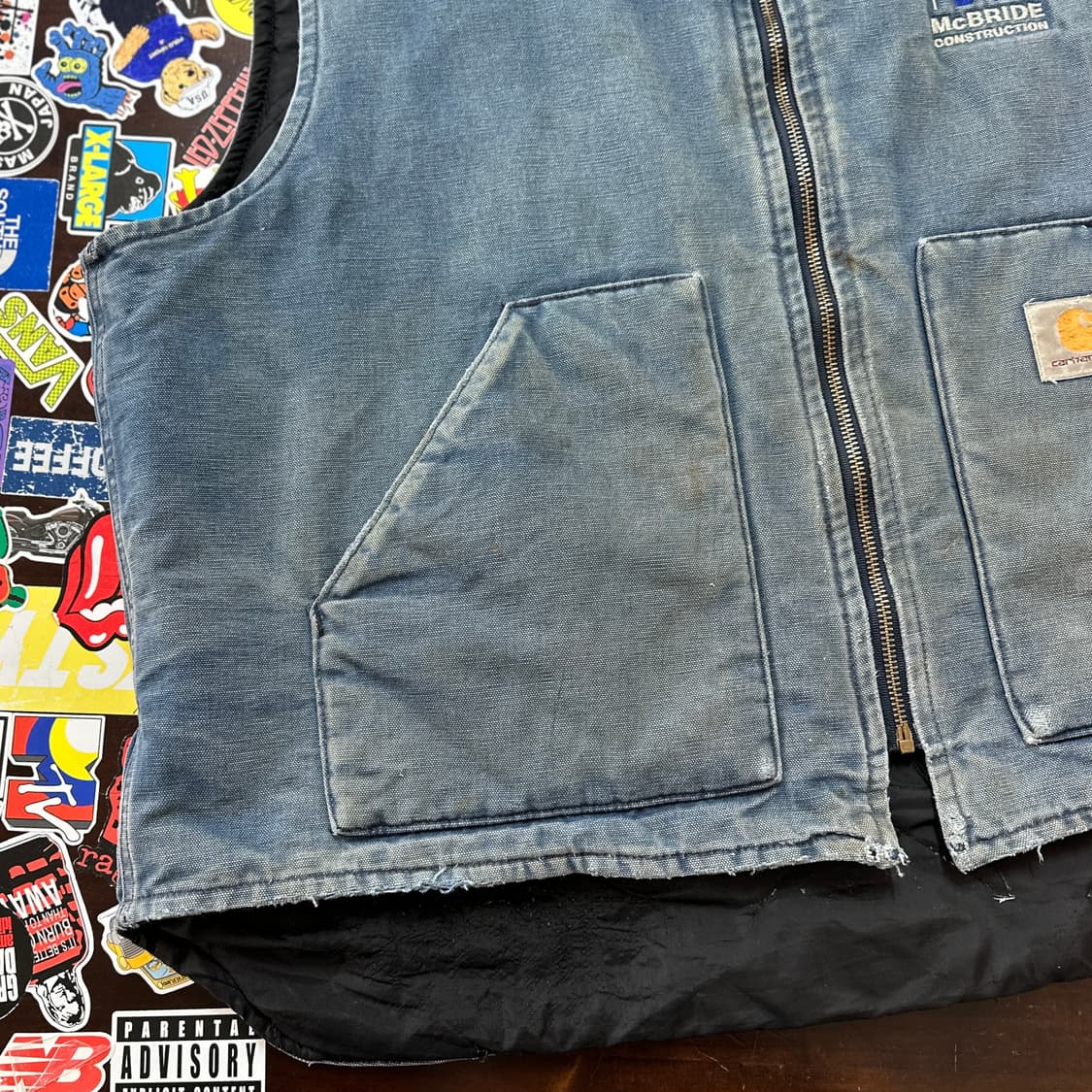 90s USA 칼하트 V01-NVY 워크 베스트 XXL 상품이미지4