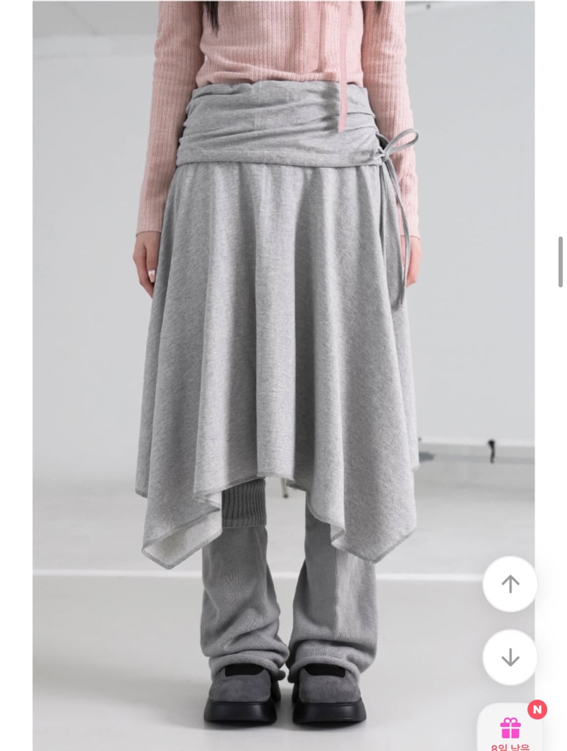 바이너리원 쥬얼 언발 미디 스커트 그레이  상품이미지1