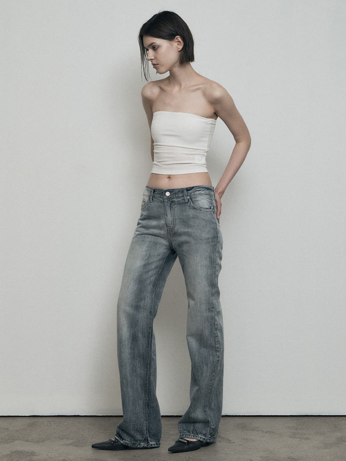 보헤미안서울 그레이 스카이 와이드 데님 팬츠 상품이미지6