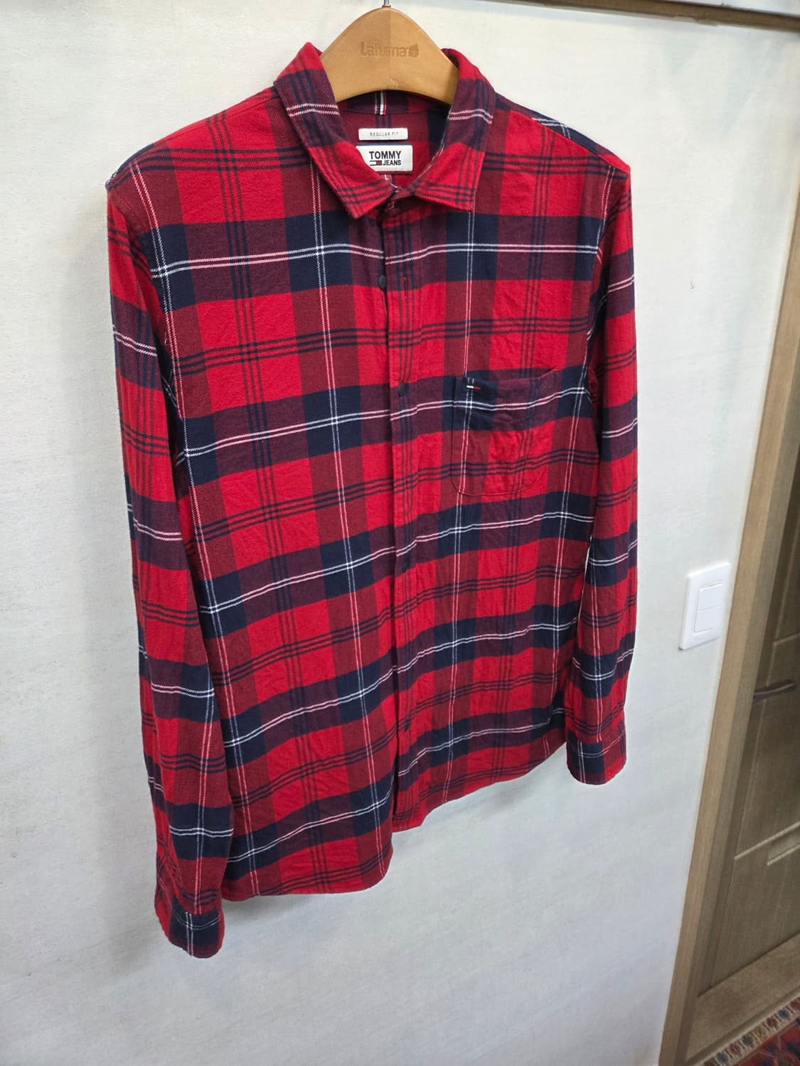 타미 진스 울 모직 체크 셔츠 긴팔 L 레귤러  상품이미지7