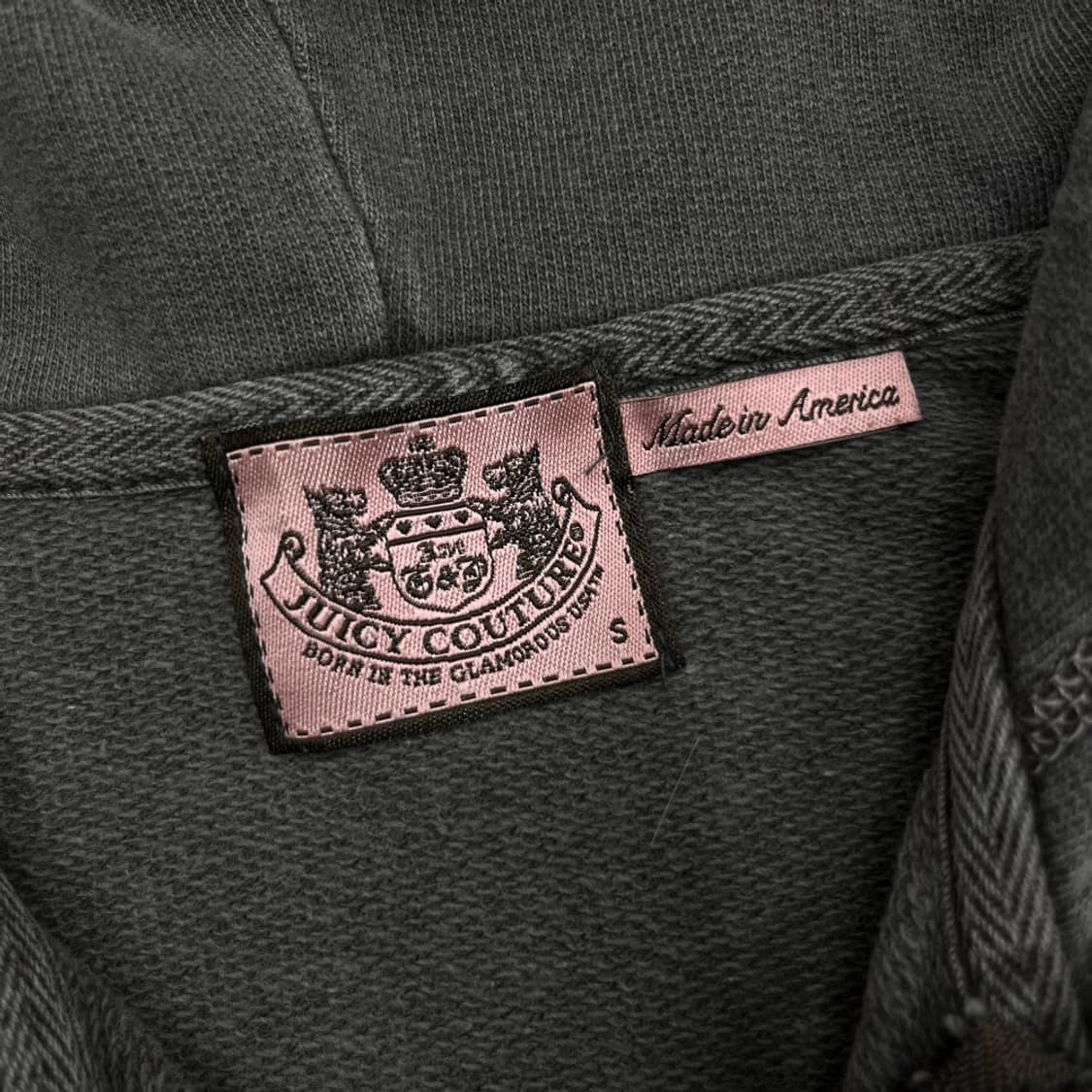 쥬시꾸뛰르 백 큐빅 차콜 후드집업 S 상품이미지6