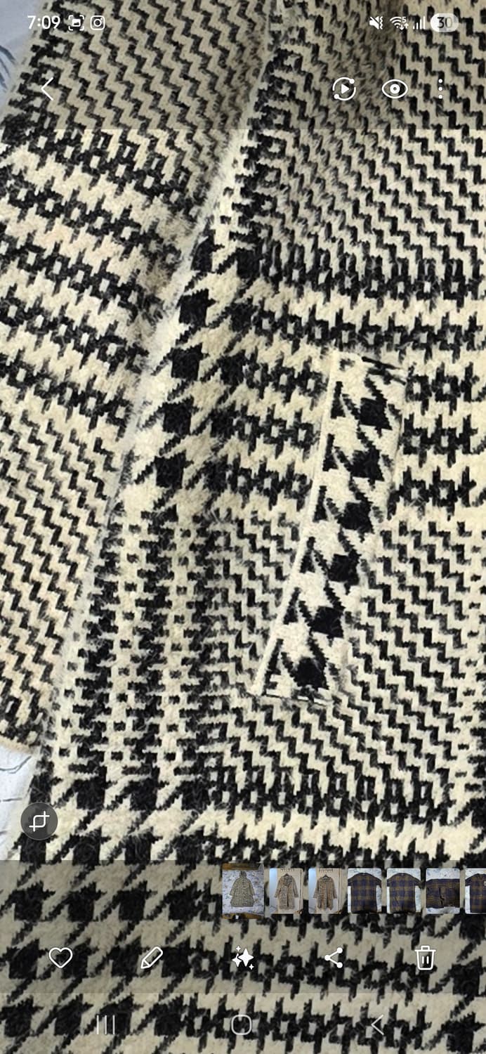 하운드투스 체크 후드 롱 울 코트 M 상품이미지4