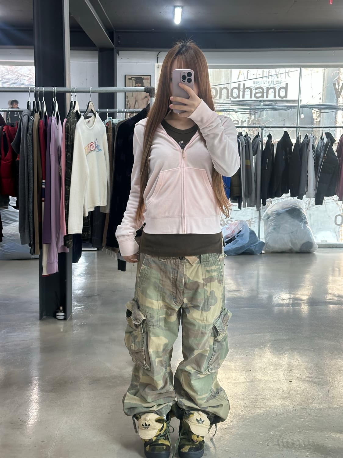 쥬시꾸뛰르 큐빅 후드집업 베이비핑크 상품이미지2