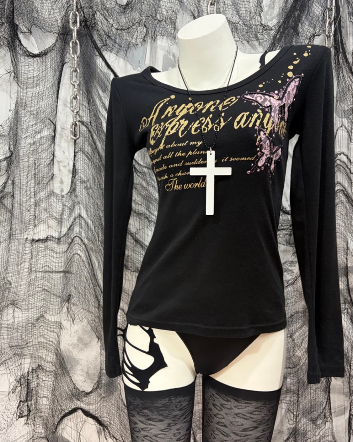 Y2K  Glitter cubic Butterfly long sleeve 상품이미지6