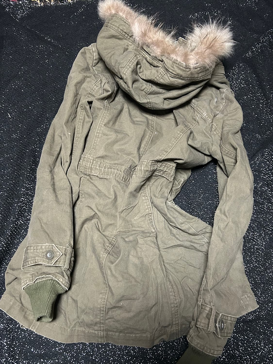 2000s JPN Y2K 카키 울프죠 퍼 야상 자켓  상품이미지4